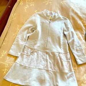 Clo Clo Light blue sweater dress with zipper and pocket